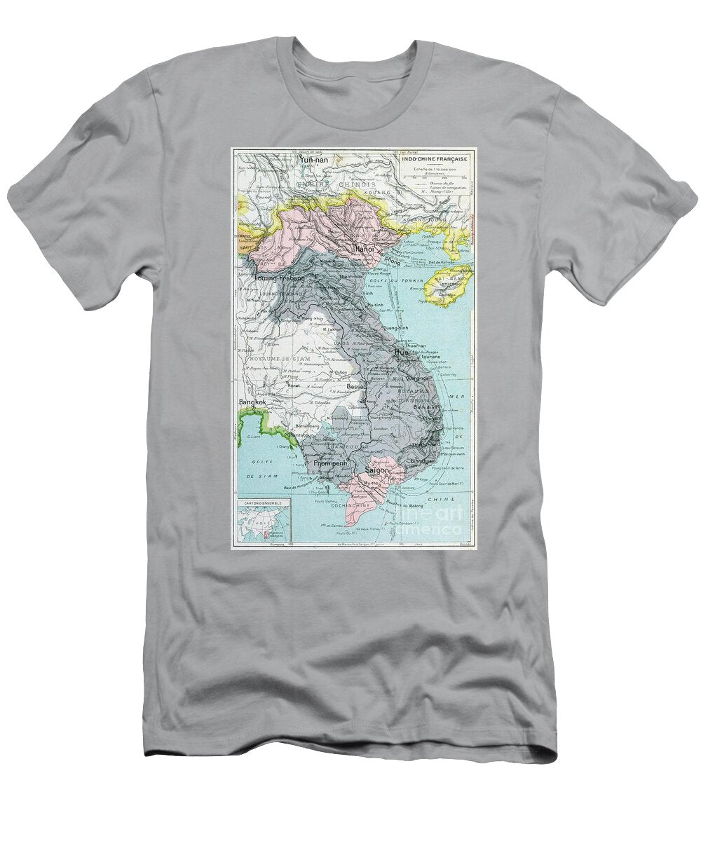 French School Textbook Map of Indochina 1905 French School T-Shirt