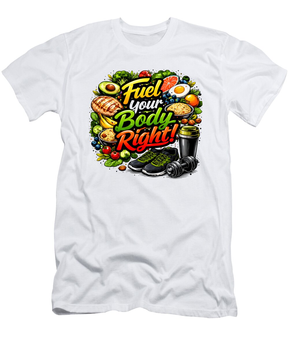 Fuel Your Body Right Message Mounir Khalfouf T-Shirt