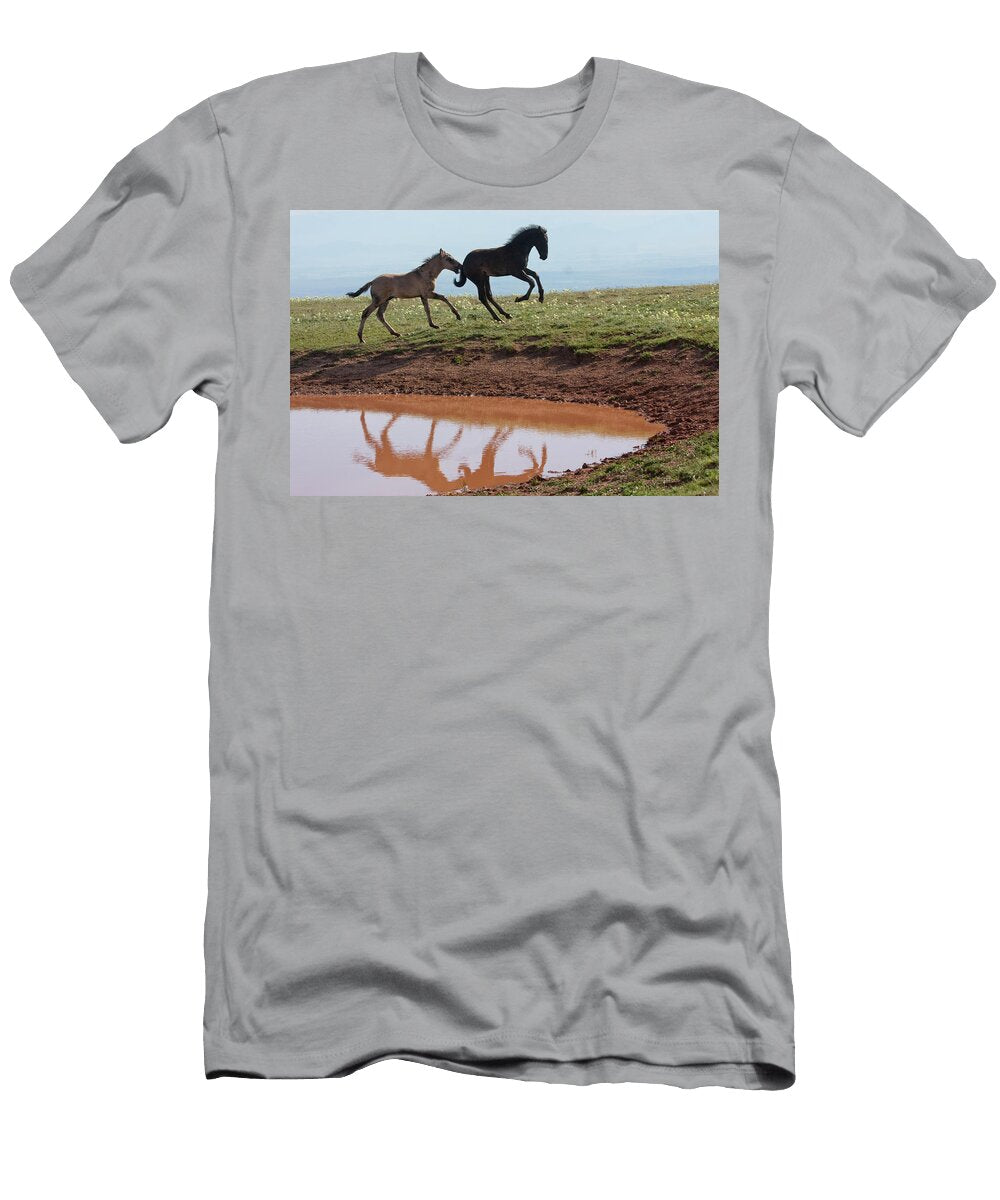 Fun in the Rockies Wild Horse Foals Mark Miller T-Shirt