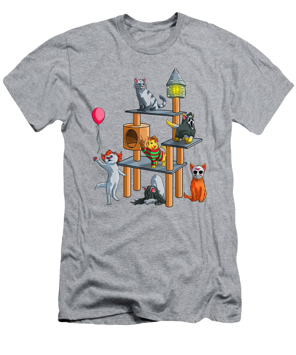 Funny Cat Horror Movies Cute Halloween for Cat Kitty Lovers Tomy Dharla T-Shirt