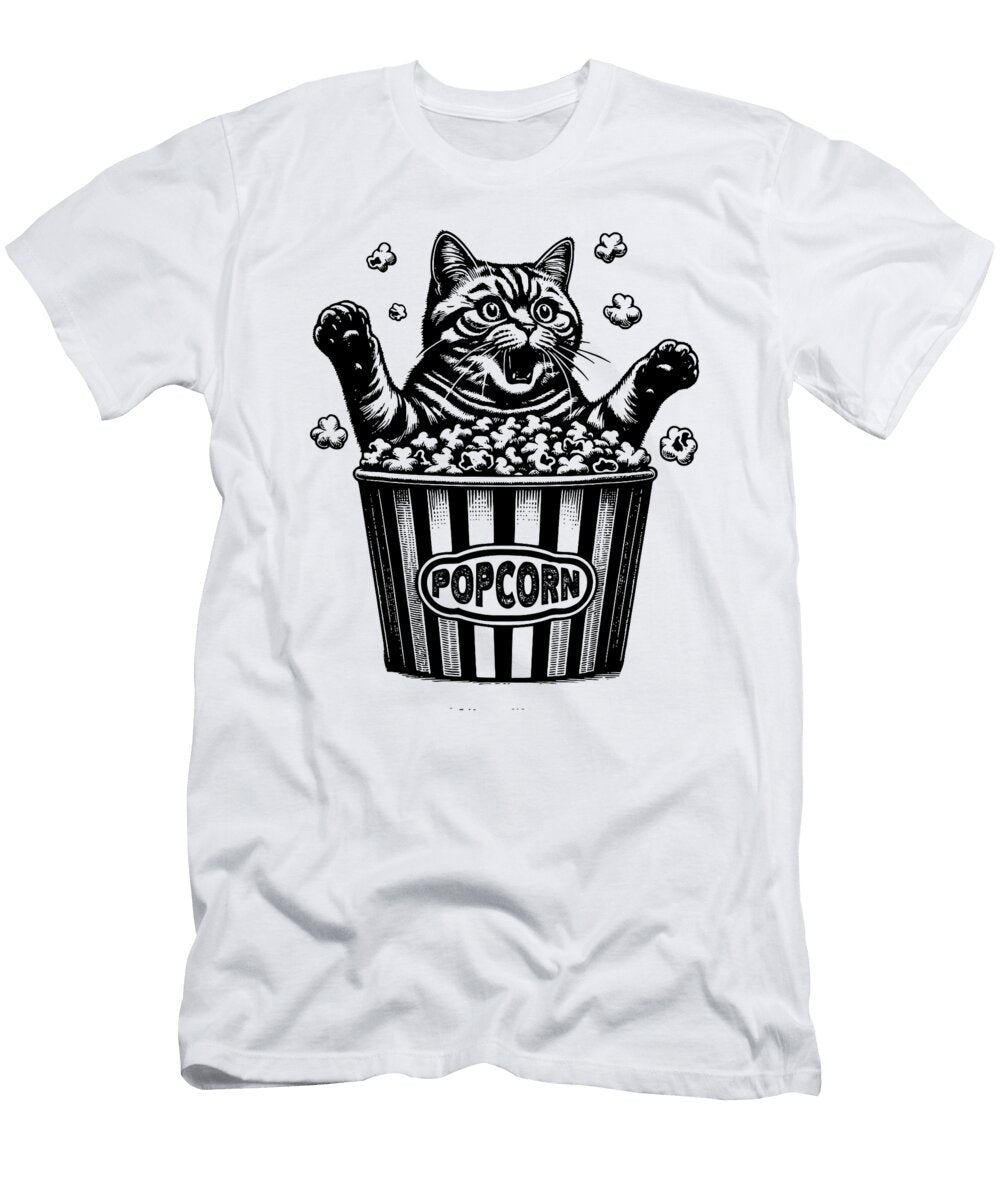 Funny Cat Popcorn Movie Theater Lover Film Buff Zyneu Gangd T-Shirt