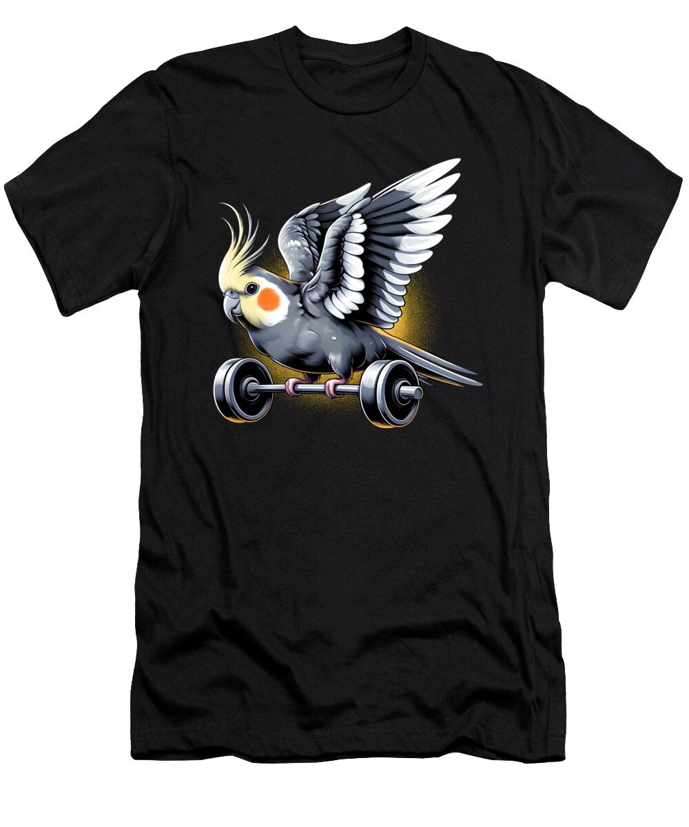 Funny Cockatiel Parrot Deadlift Weightlifting Fitness Gym Lover Job T-Shirt