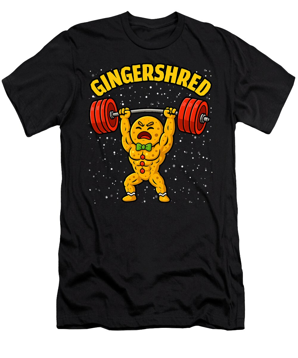 Funny Gingerbread Man Gym Bodybuilding Christmas Sophie Eleanor T-Shirt