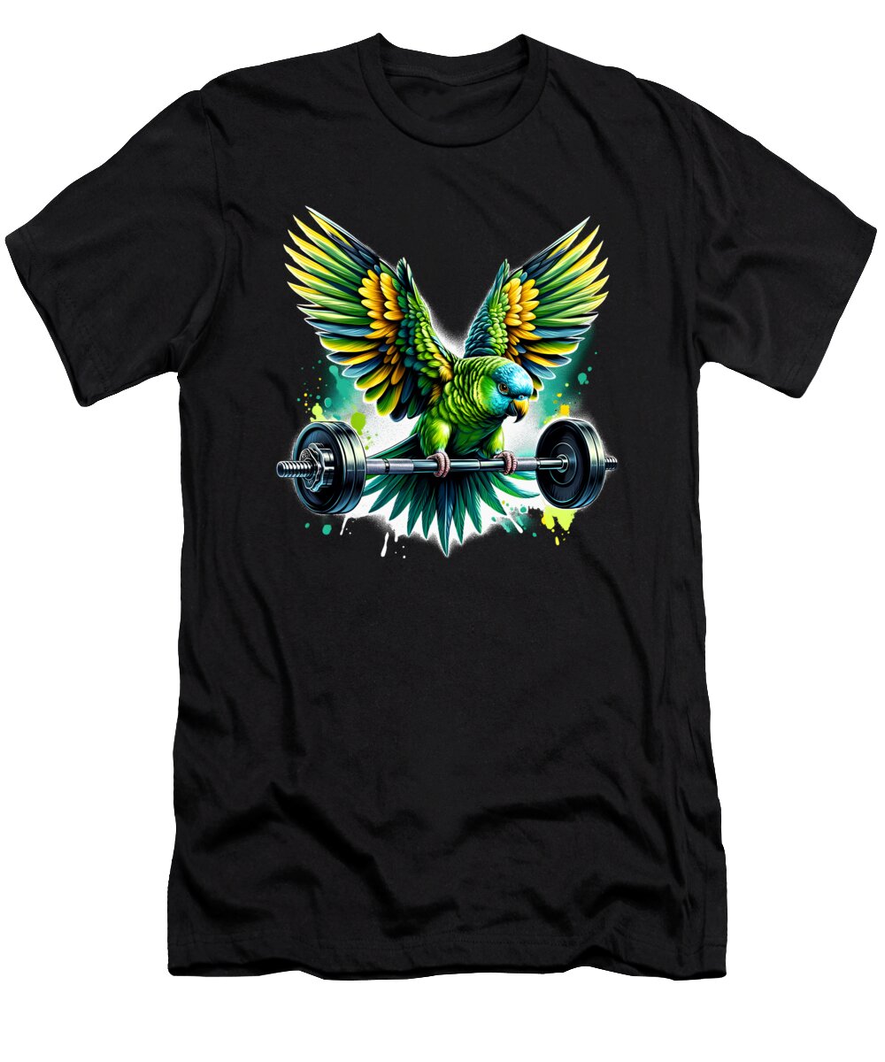 Funny Parakeet Parrot Deadlift Weightlifting Fitness Gym Lover Job T-Shirt