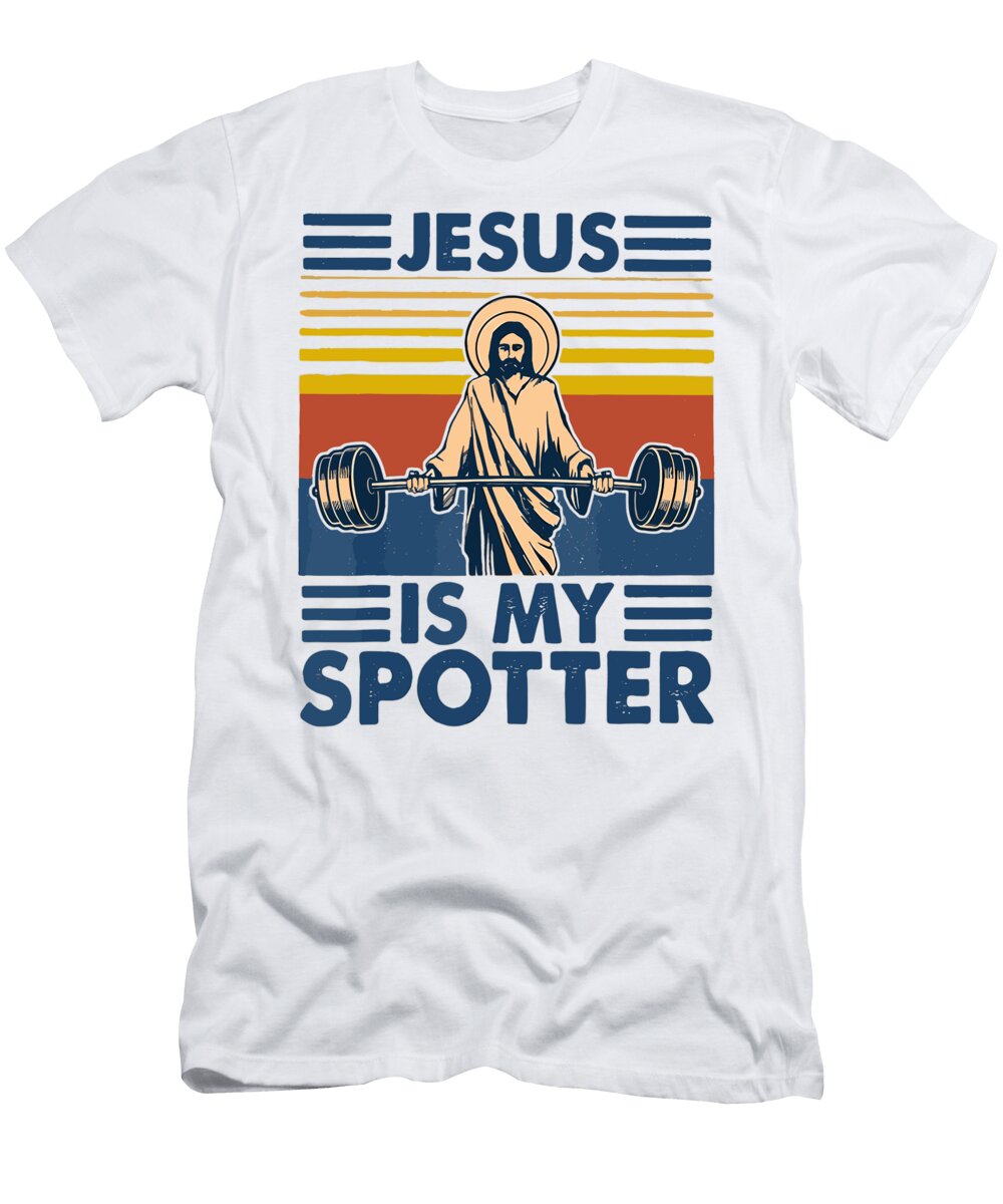 Funny Retro Vintage Gym Jesus Is My Spotter 1 T-Shirt