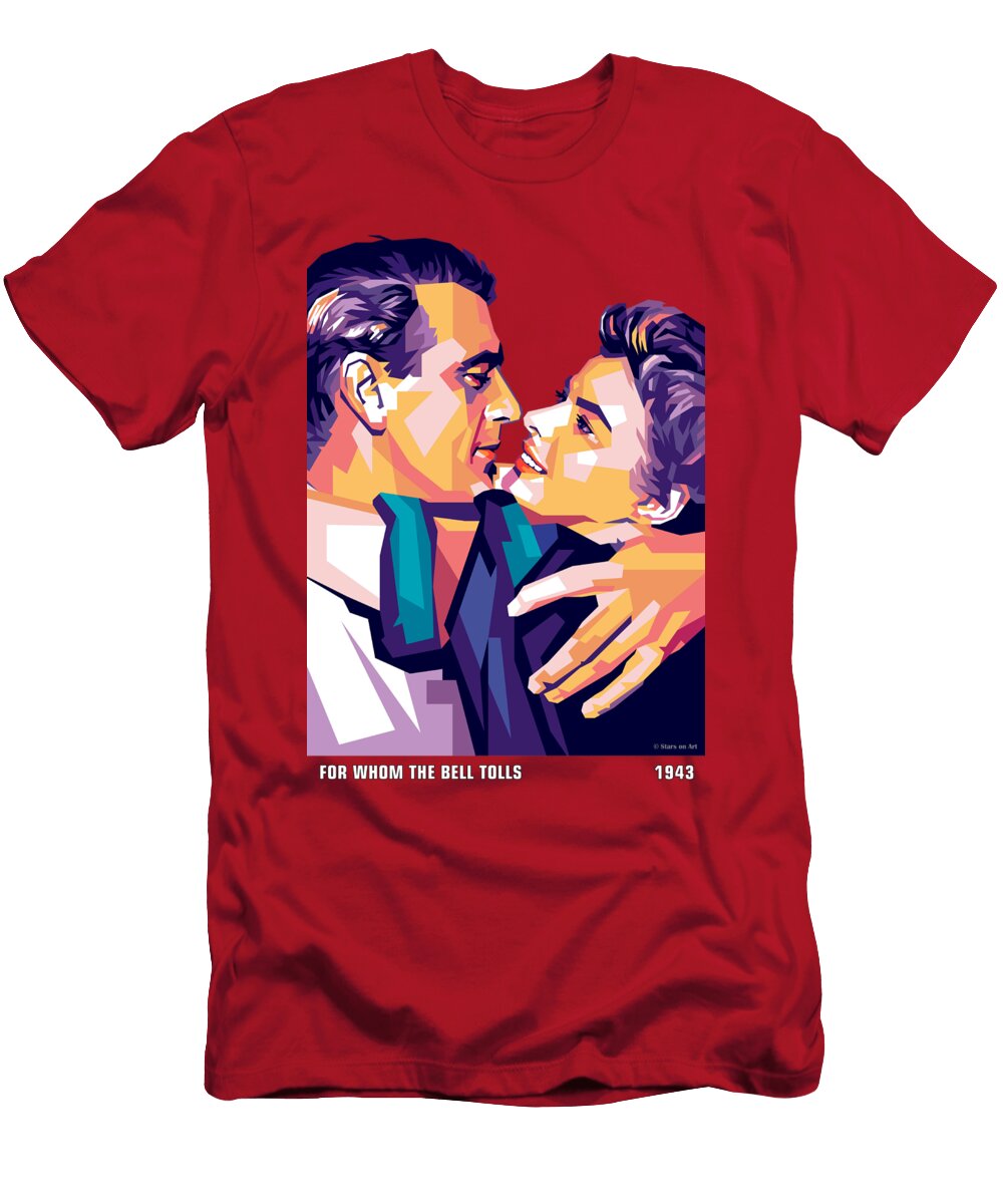 Gary Cooper and Ingrid Bergman Stars on Art T-Shirt