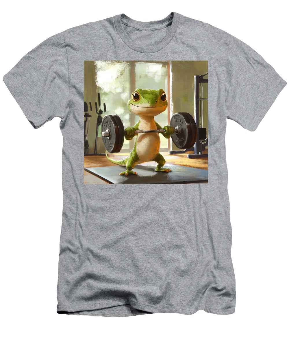 Gecko Lifting Weights in a Gym Sunila Weryal T-Shirt