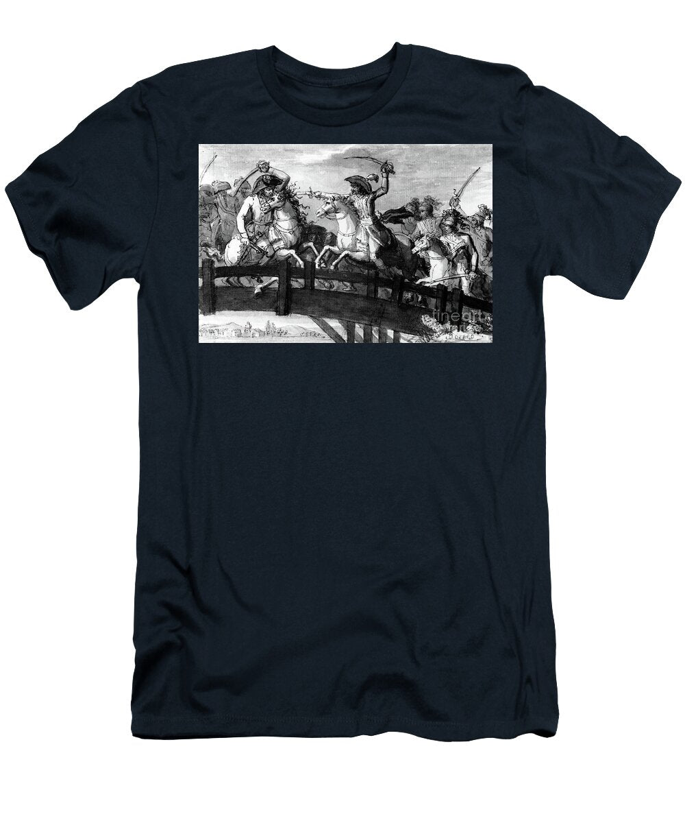 General Alexandre Dumas the Horatius Cocles of the Tyrol Killing Single Handedly Three Austrian Opponents on the Clausen Bridge in 1797 C1797 French School T-Shirt