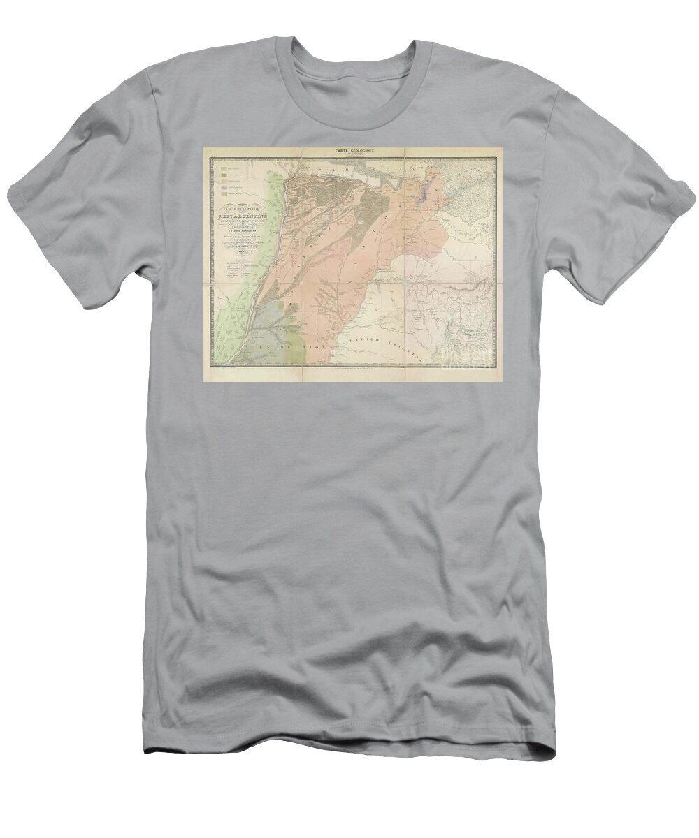 Geological Map of Argentine A1 Historic Illustrations T-Shirt