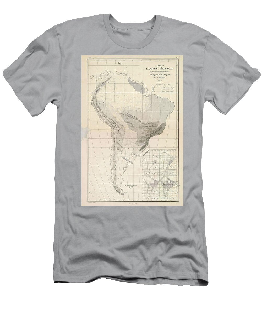 Geological Map of South America A1 Historic Illustrations T-Shirt