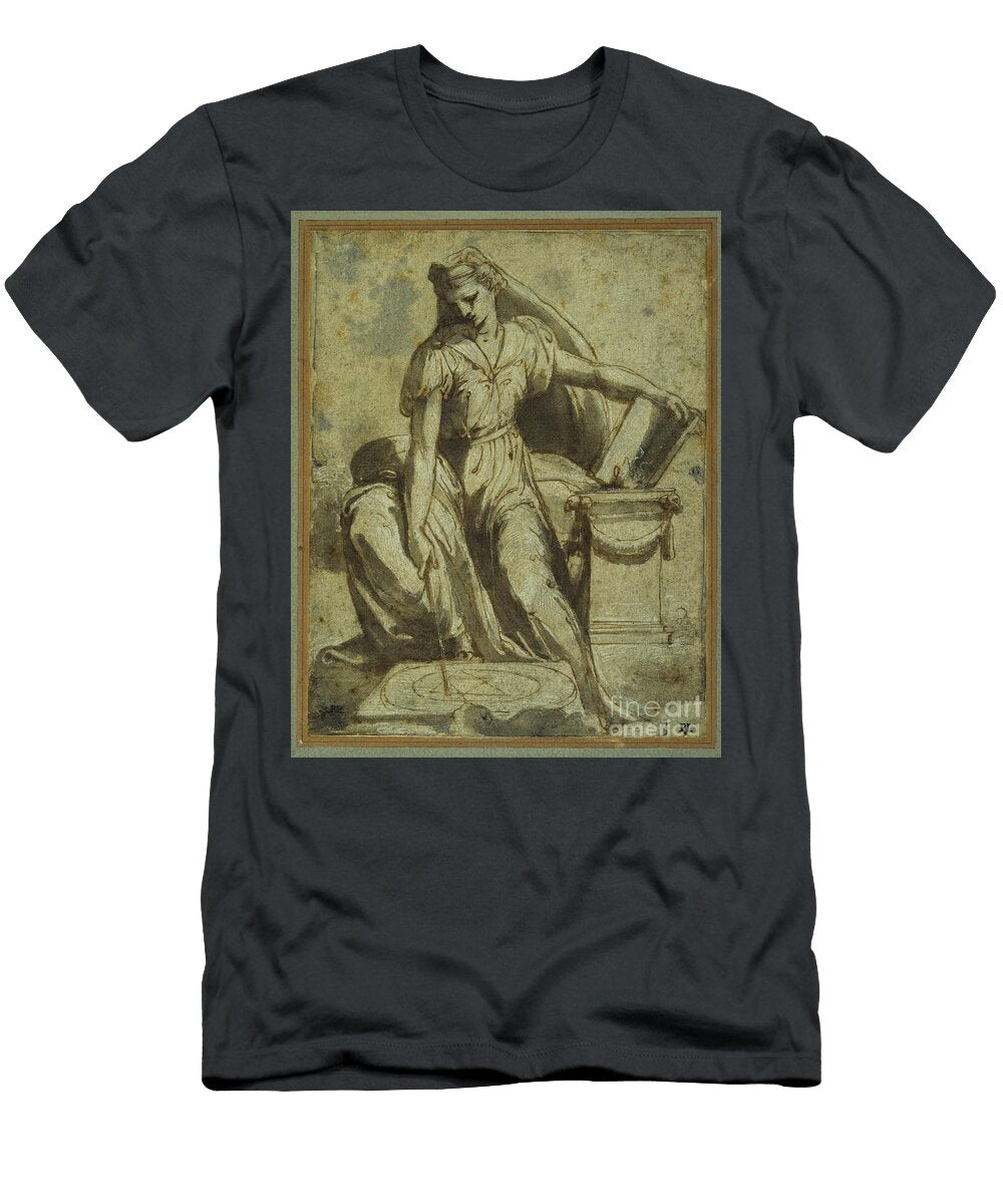 Geometry Pen Brown Ink with Wash on Carta Azzurra Perino Del Vaga T-Shirt