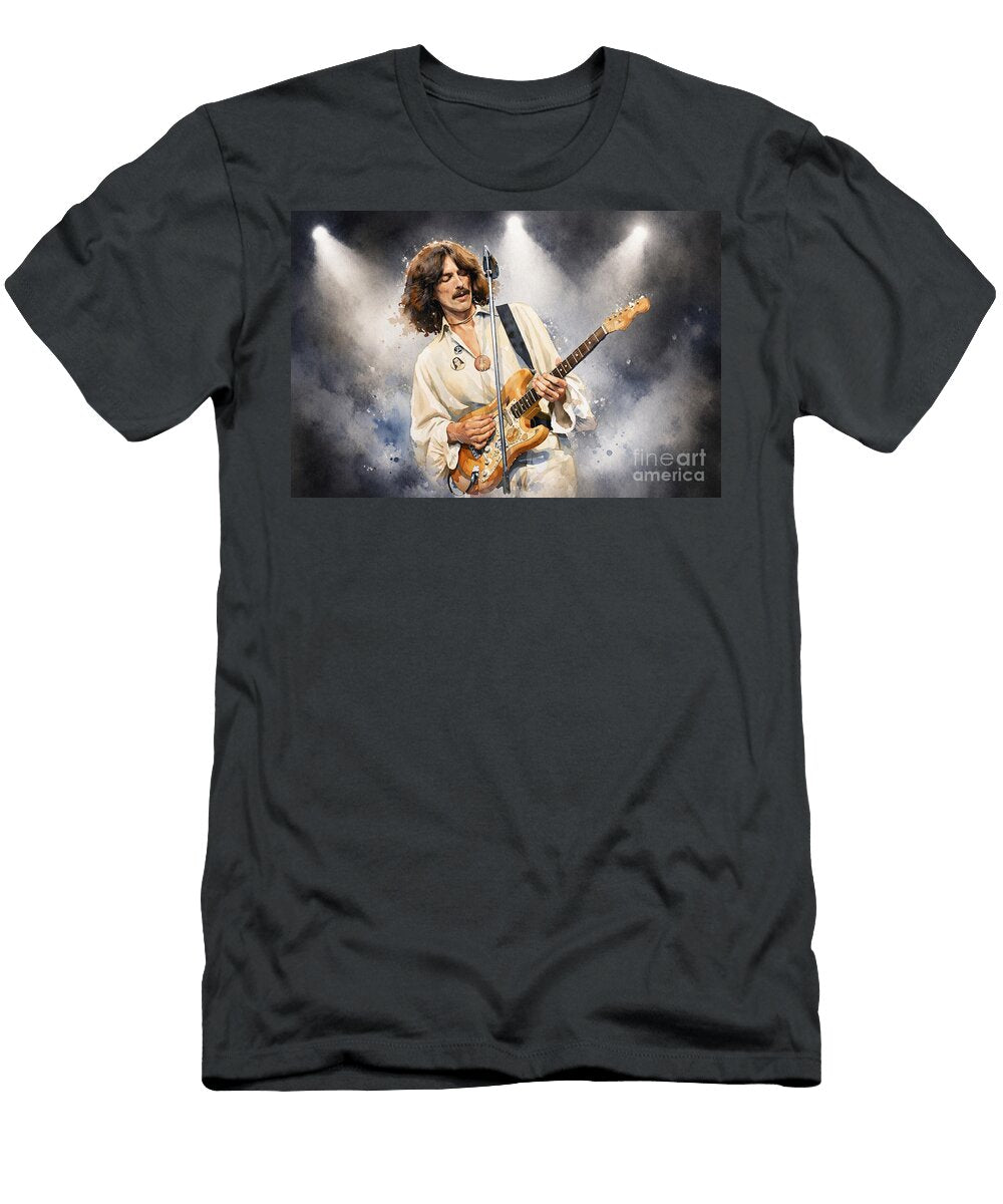 George Harrison Beatles Watercolour Portrait Rock Music Art Print Canvas Wall Art Dcg Art T-Shirt
