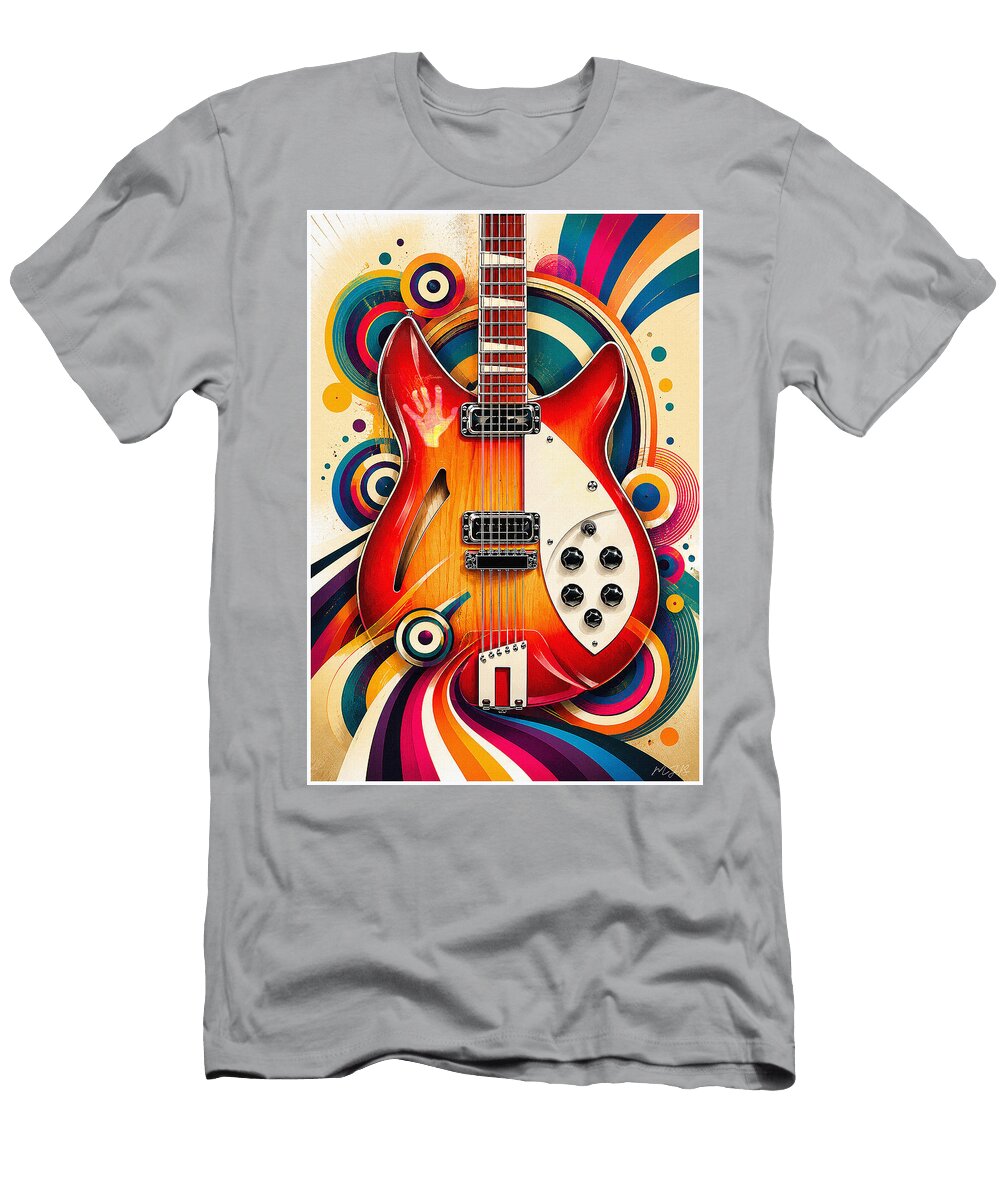 George Harrison Geometric Rickenbacker Guitar Mal Bray T-Shirt