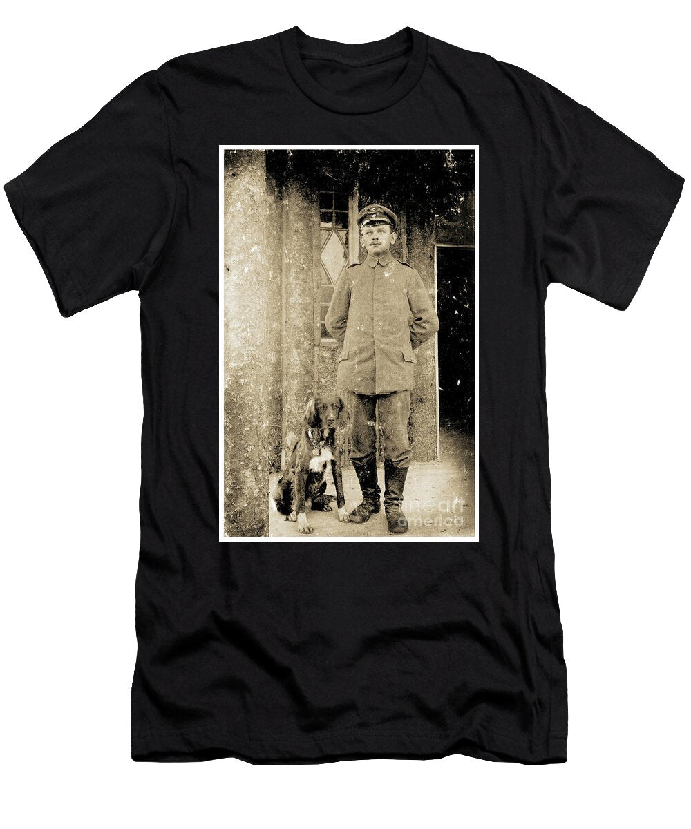 German Army Feldwebel Sergeant with a Dog German Photographer T-Shirt