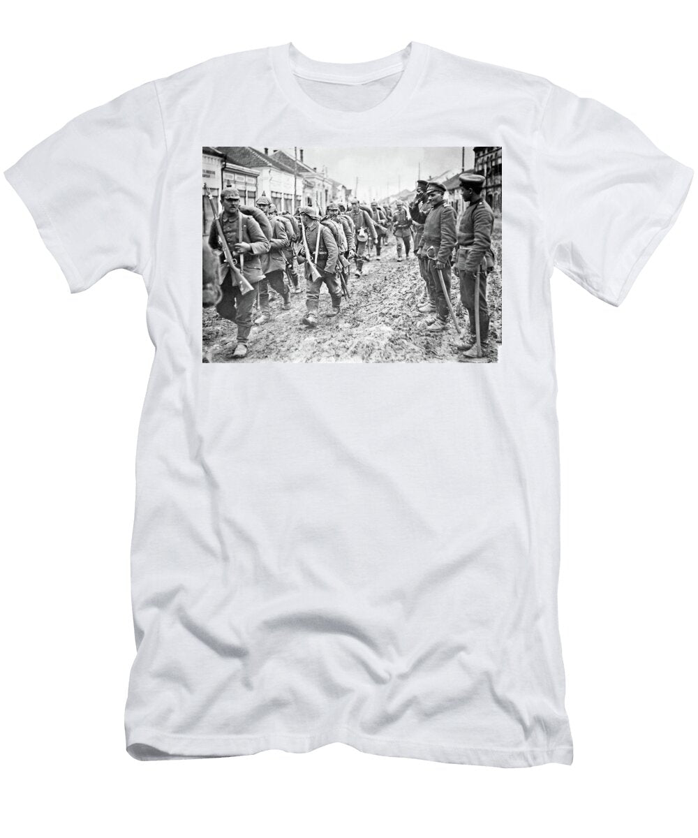 German Soldiers Marching Through the Serbian Town of Paracin During World War I Celestial Images T-Shirt