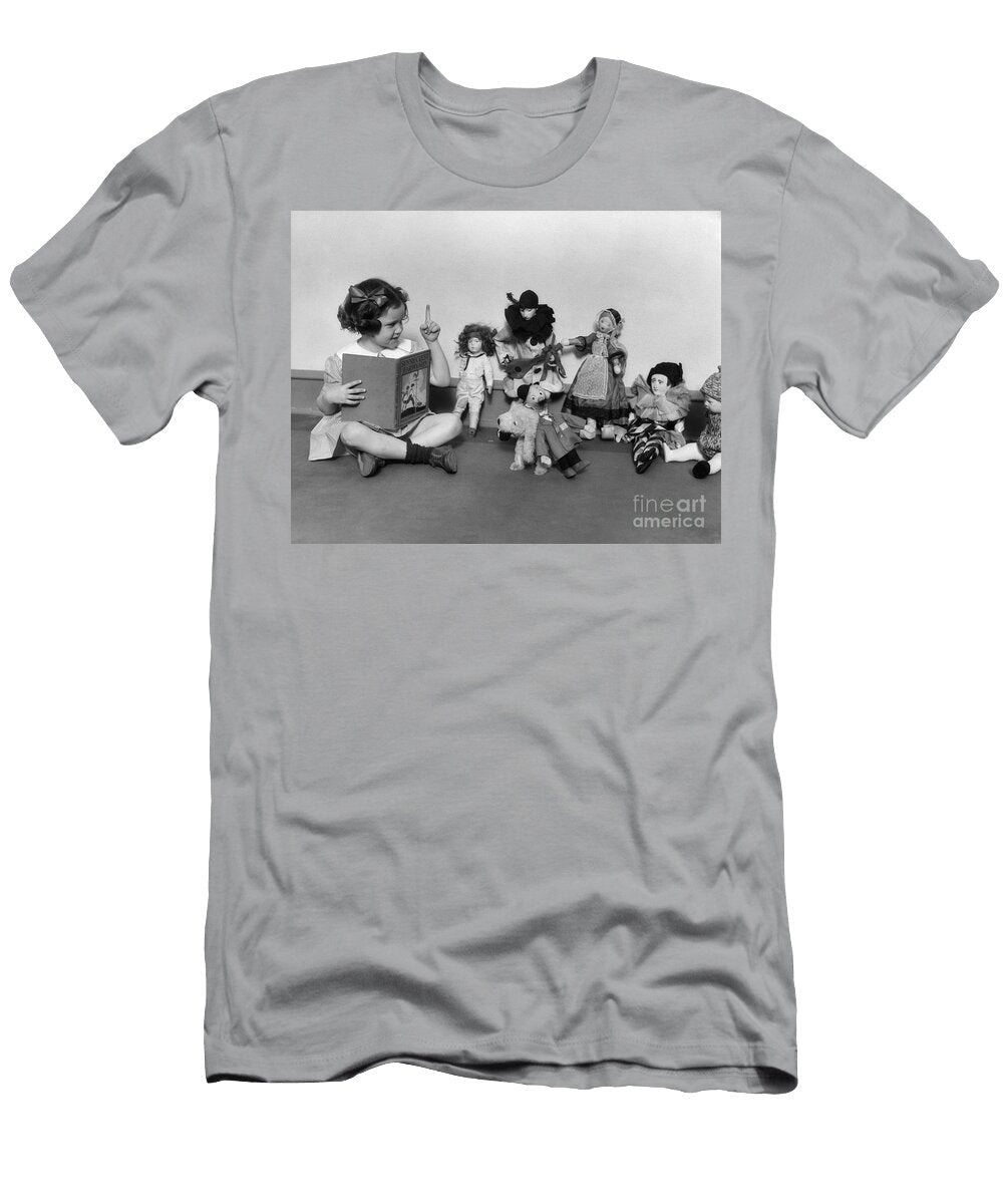 Girl Reading to Her Toys C1930s H Armstrong Robertsclassicstock T-Shirt