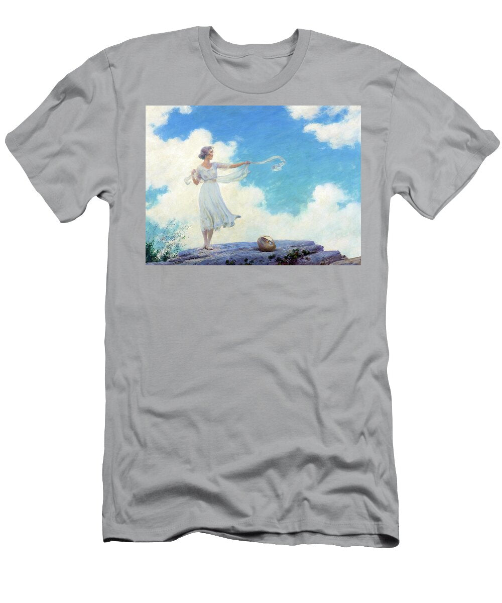 Girl with Fluttering Scarf Charles Courtney Curran T-Shirt