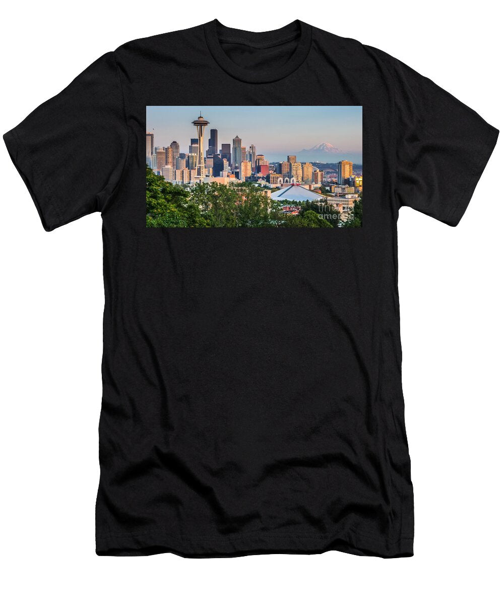 Glowing Seattle Skyline Jr Photography T-Shirt