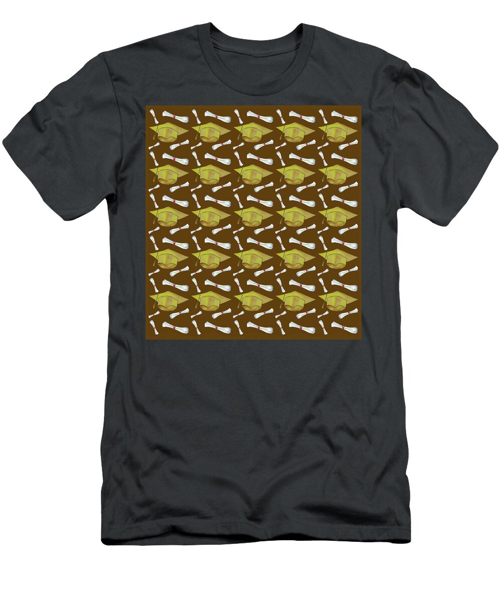 Gold Graduation Cap on Brown 2020 Iris Richardson T-Shirt