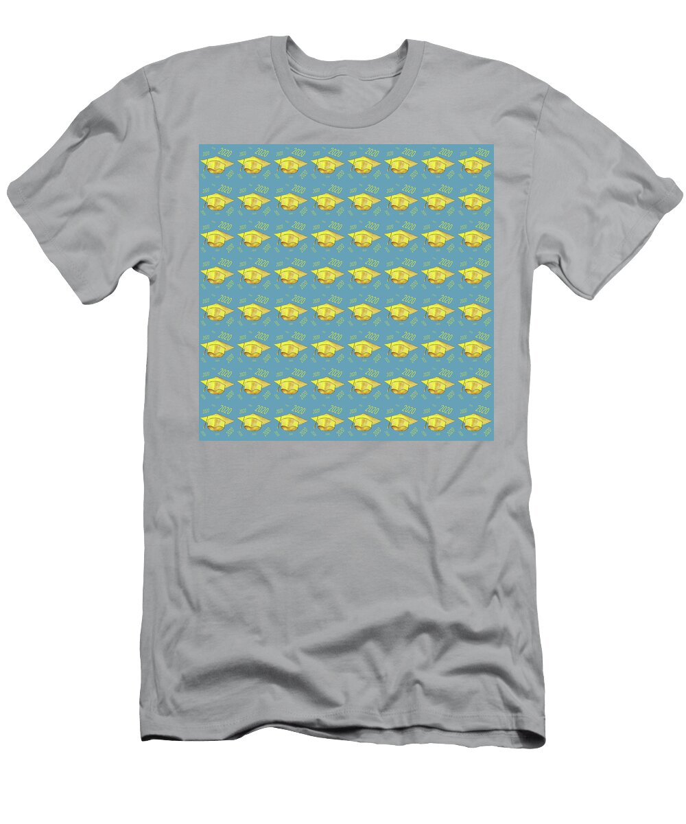 Gold Graduation Cap on Light Blue 2020 Iris Richardson T-Shirt