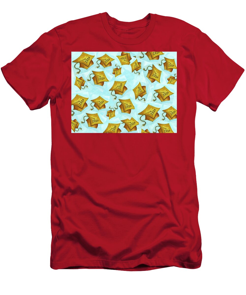 Golden Graduation Hat Class of 2020 Pattern Iris Richardson T-Shirt