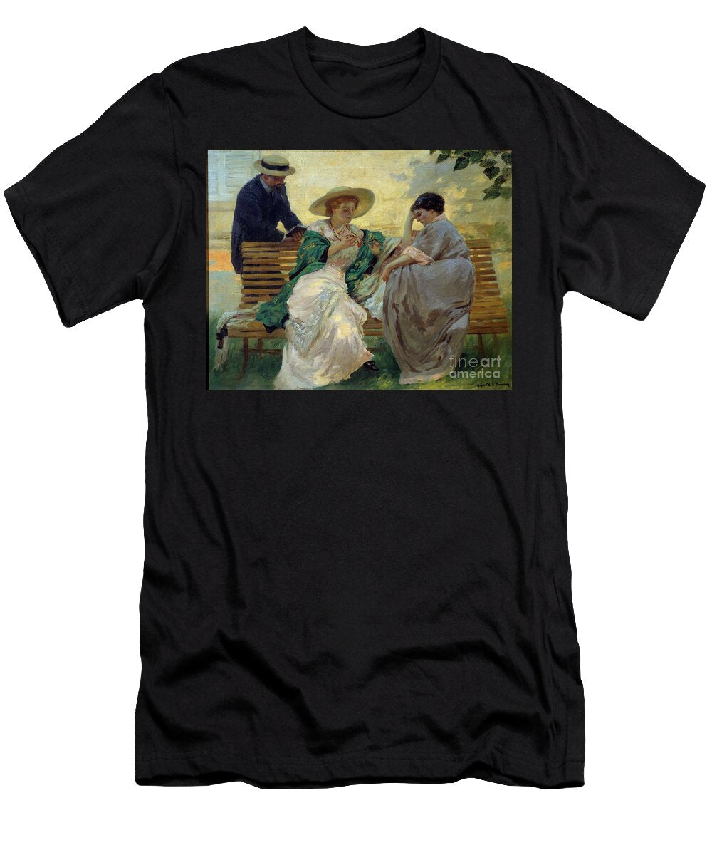 Good Time the Talk Group of Bourgeois Reading on a Bench 1885 Painting Rupert Charles Wolston Bunny T-Shirt