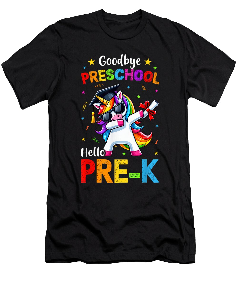 Goodbye Preschool Hello Prek Graduation Unicorn Girl Dhbubble T-Shirt