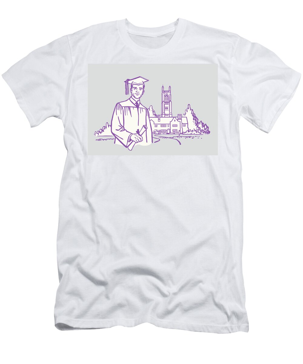 Graduate Standing in Front of Building Csa Images T-Shirt