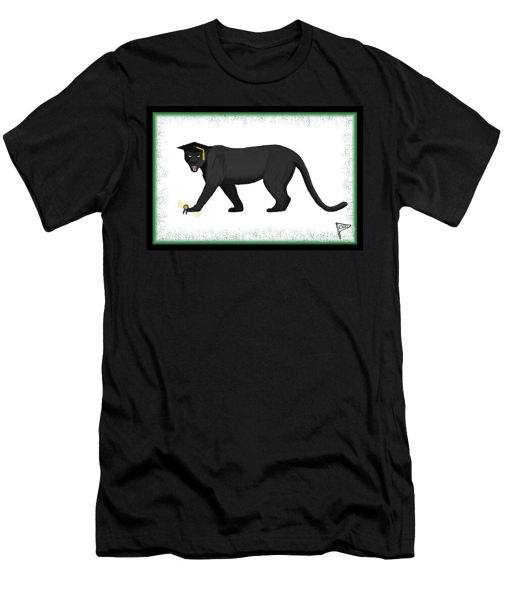 Graduation Black Panther Green College Mascot Designs T-Shirt