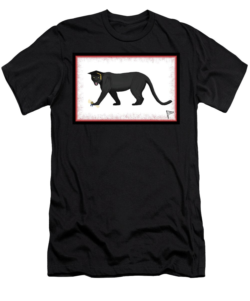 Graduation Black Panther Red College Mascot Designs T-Shirt