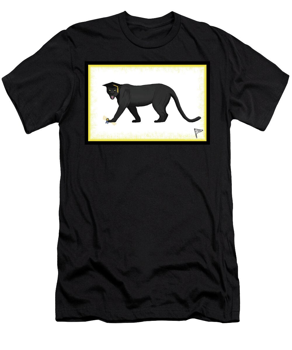 Graduation Black Panther Yellow College Mascot Designs T-Shirt