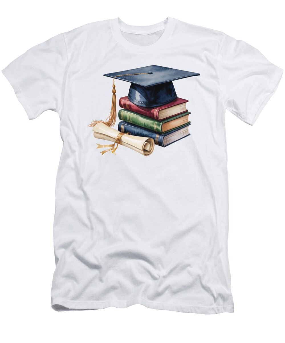 Graduation Cap and Books Joanna Redesiuk T-Shirt
