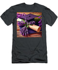 Graduation Cap and Diploma with Lavender Flowers Expressionist Effect Rose Santuci Sofranko T-Shirt