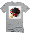 Graduation Cap and Diploma with Red Roses Expressionist Effect Rose Santuci Sofranko T-Shirt
