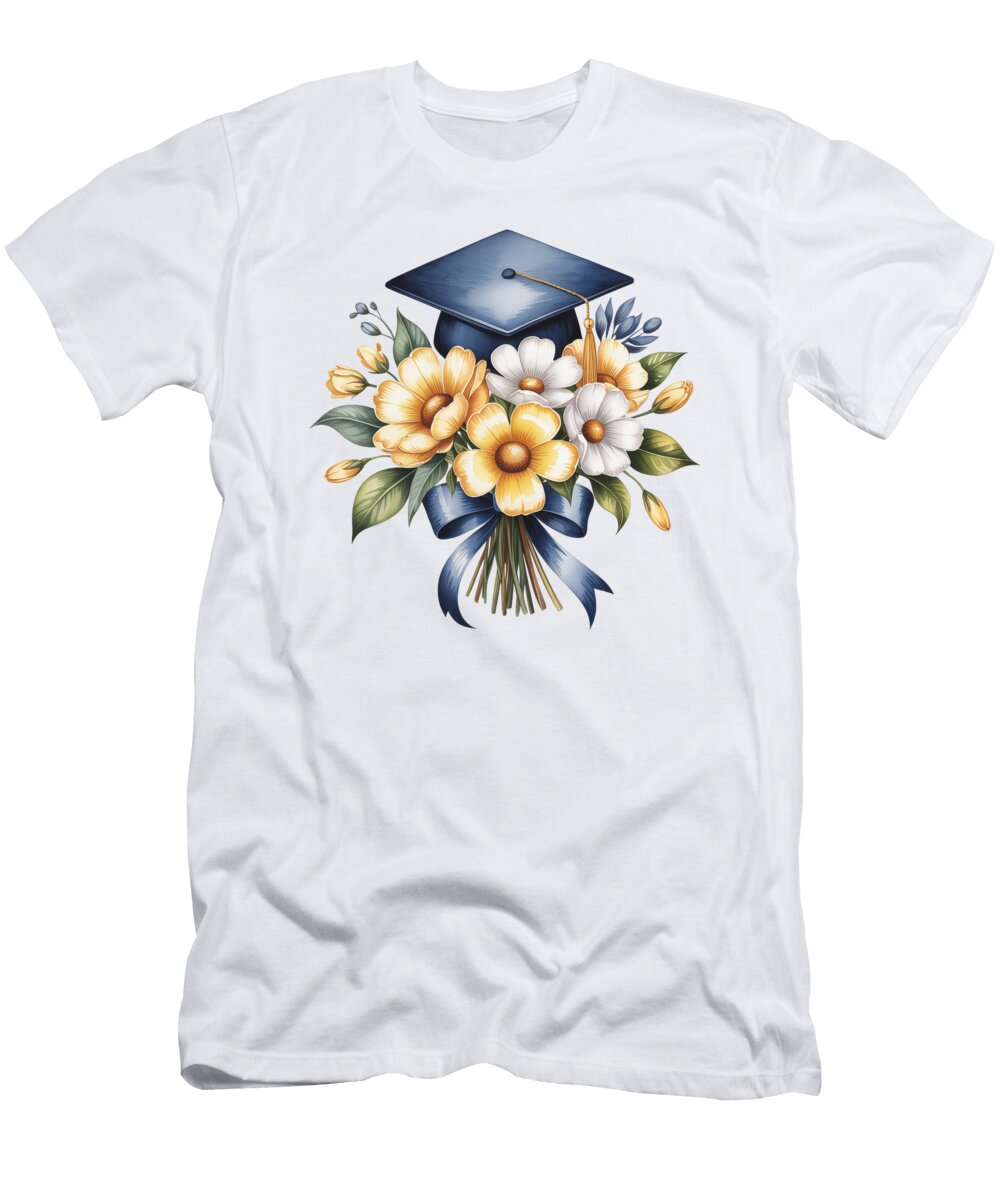 Graduation Cap and Floral Bouquet Joanna Redesiuk T-Shirt
