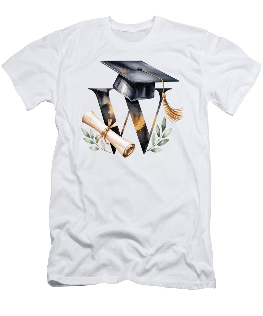 Graduation Cap on Letter W Joanna Redesiuk T-Shirt