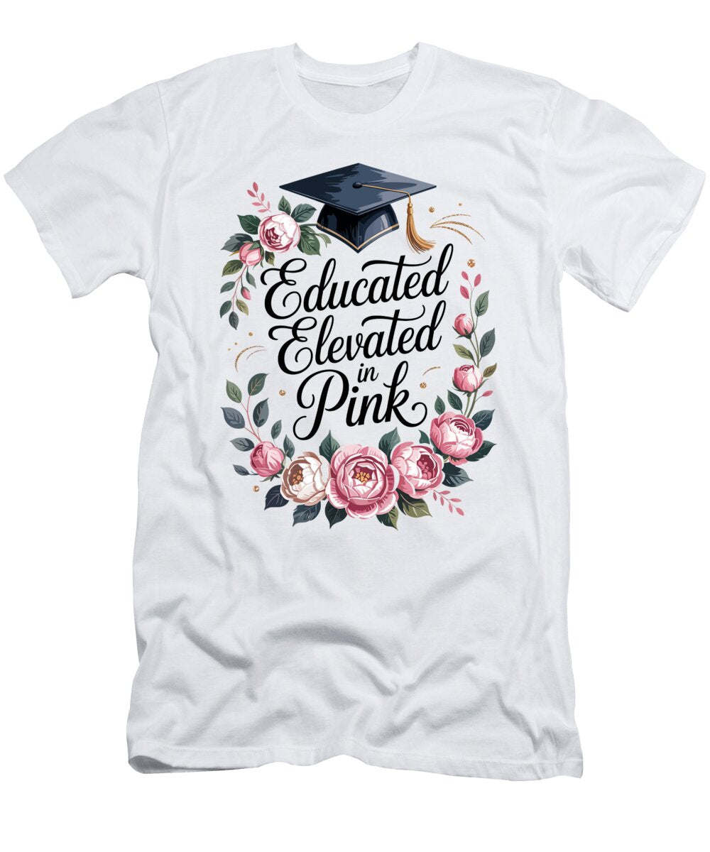 Graduation Cap with Pink Florals Joanna Redesiuk T-Shirt