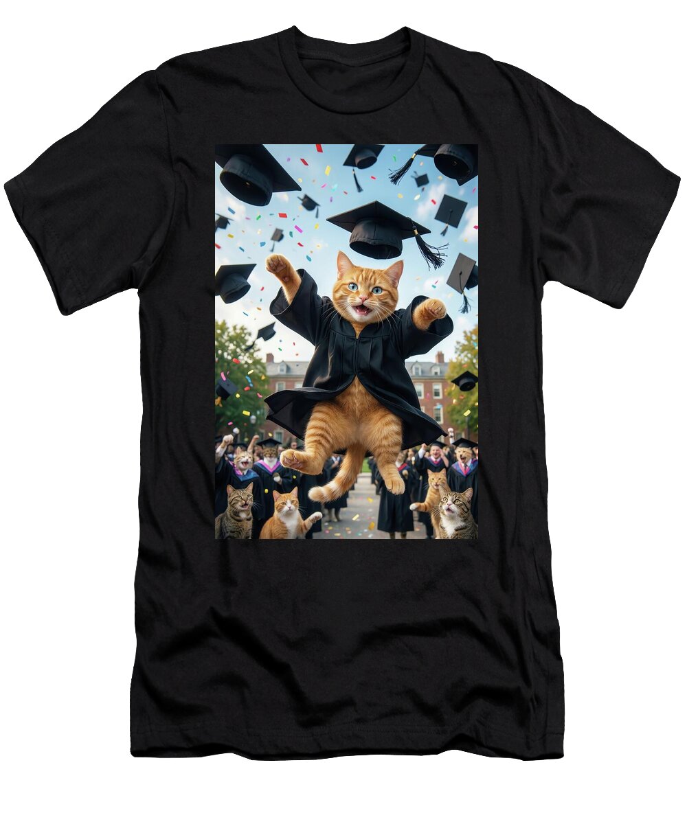 Graduation Cat Tossing Cap Matthias Hauser T-Shirt