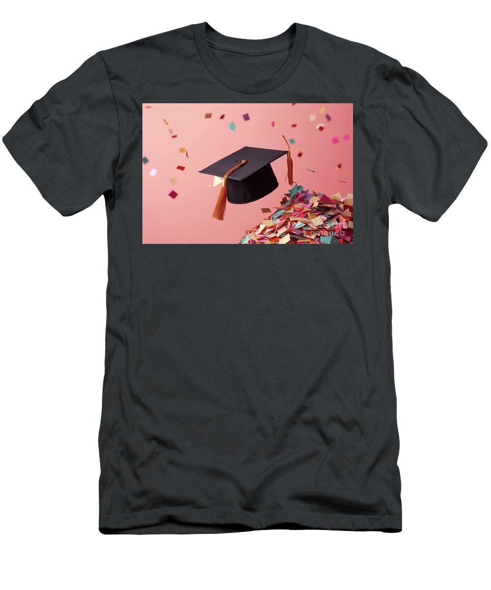 Graduation Concept Graduate Cap Between Confetti and Booksai Generated Joaquin Corbalan T-Shirt