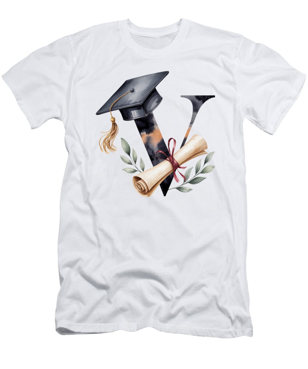 Graduation Theme Typography with Letter V Joanna Redesiuk T-Shirt