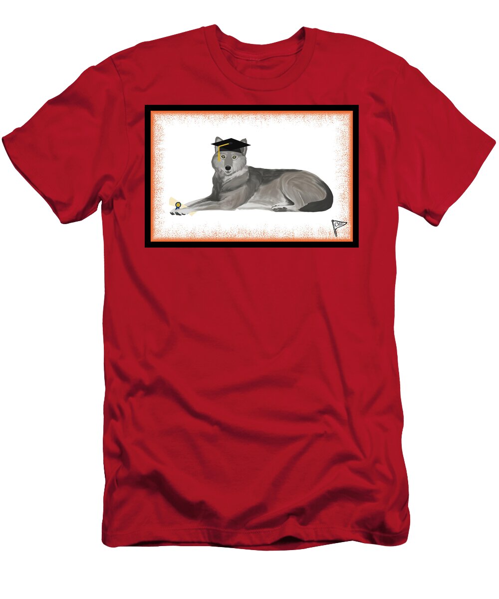 Graduation Wolf Orange College Mascot Designs T-Shirt