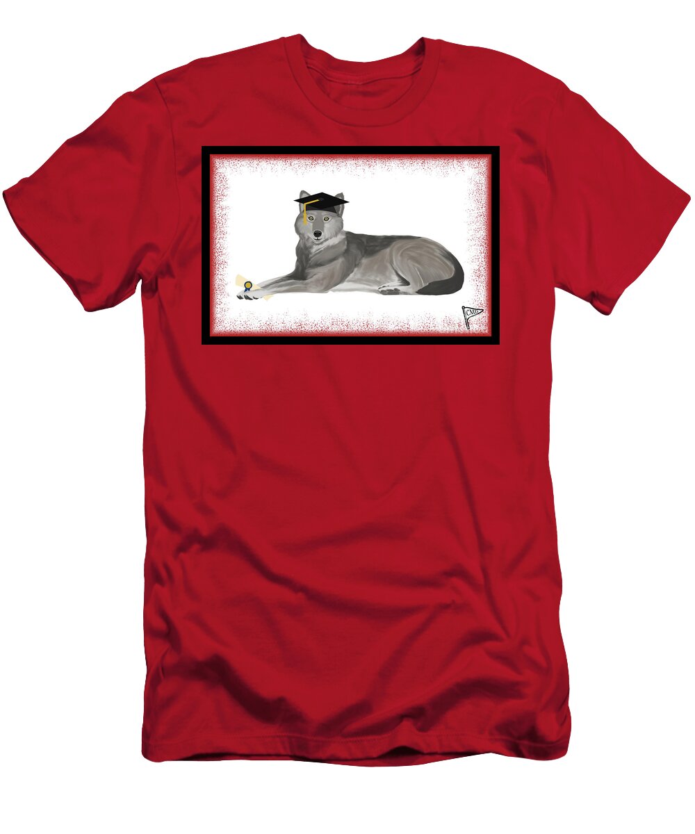 Graduation Wolf Red College Mascot Designs T-Shirt