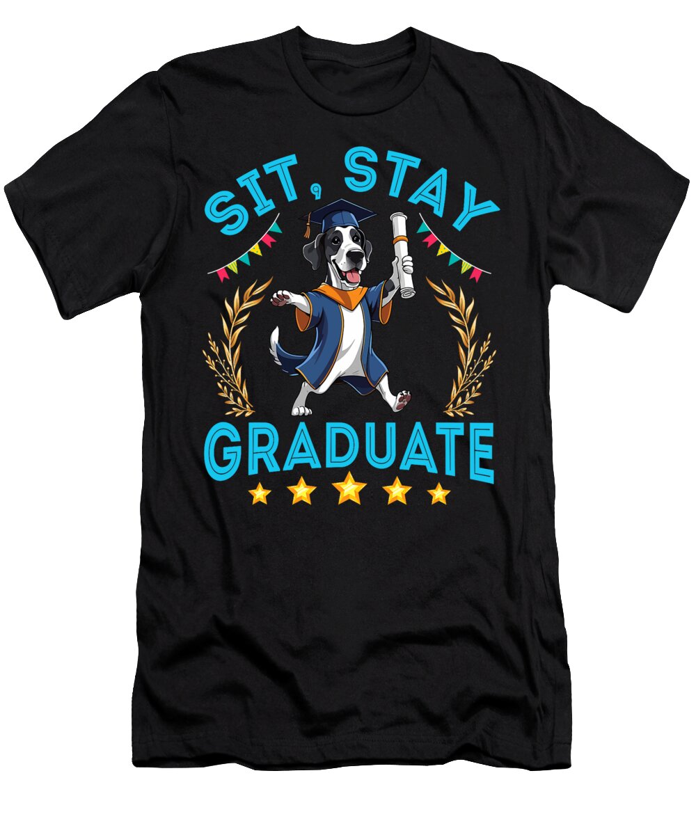 Great Dane Dog Senior Sit Stay Graduate Proud Yah Lishr T-Shirt