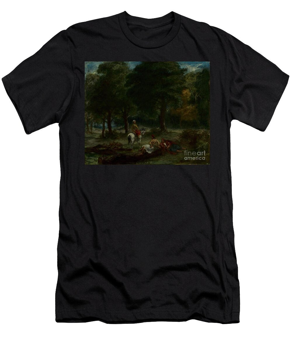 Greek Cavalry Men Resting in Forest 1858 Oil on Fabric Ferdinand Victor Eugene Delacroix T-Shirt