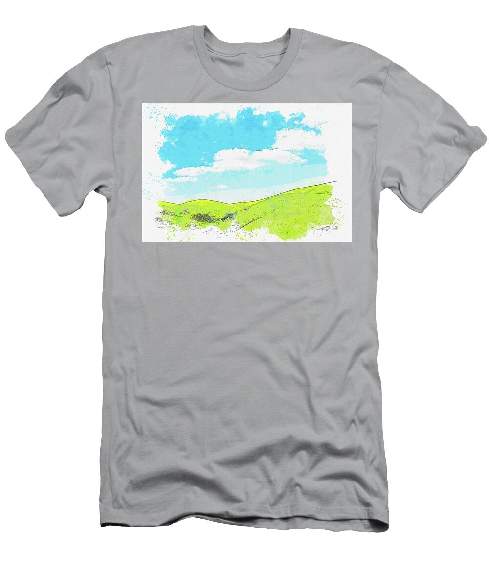 Green Fields Watercolor By Ahmet Asar Celestial Images T-Shirt