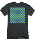 Green Graduation Cap on Blue Pattern Iris Richardson T-Shirt