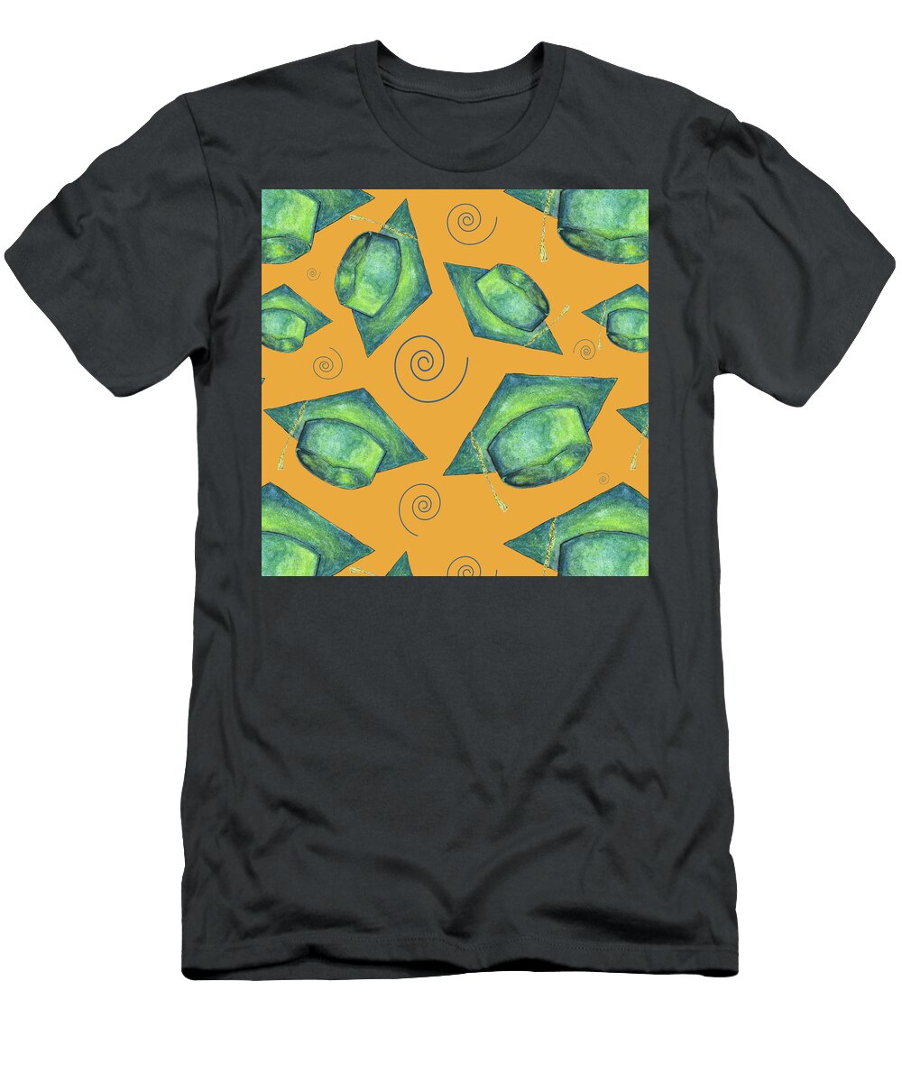 Green Graduation Cap with a Twist on Gold Iris Richardson T-Shirt