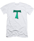 Green Steel Look Franciscan Tau Cross Rose Santuci Sofranko T-Shirt
