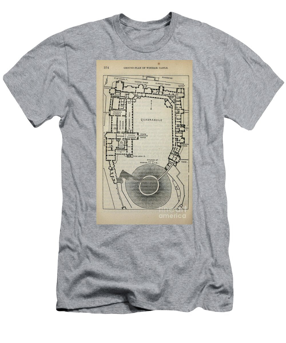 Ground Plan of Windsor Castle M2 Historic Illustrations T-Shirt