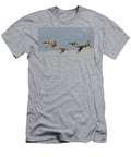 Group of Mallard Drakes Flying with a Female in a Courtship Nick Upton Natureplcom T-Shirt
